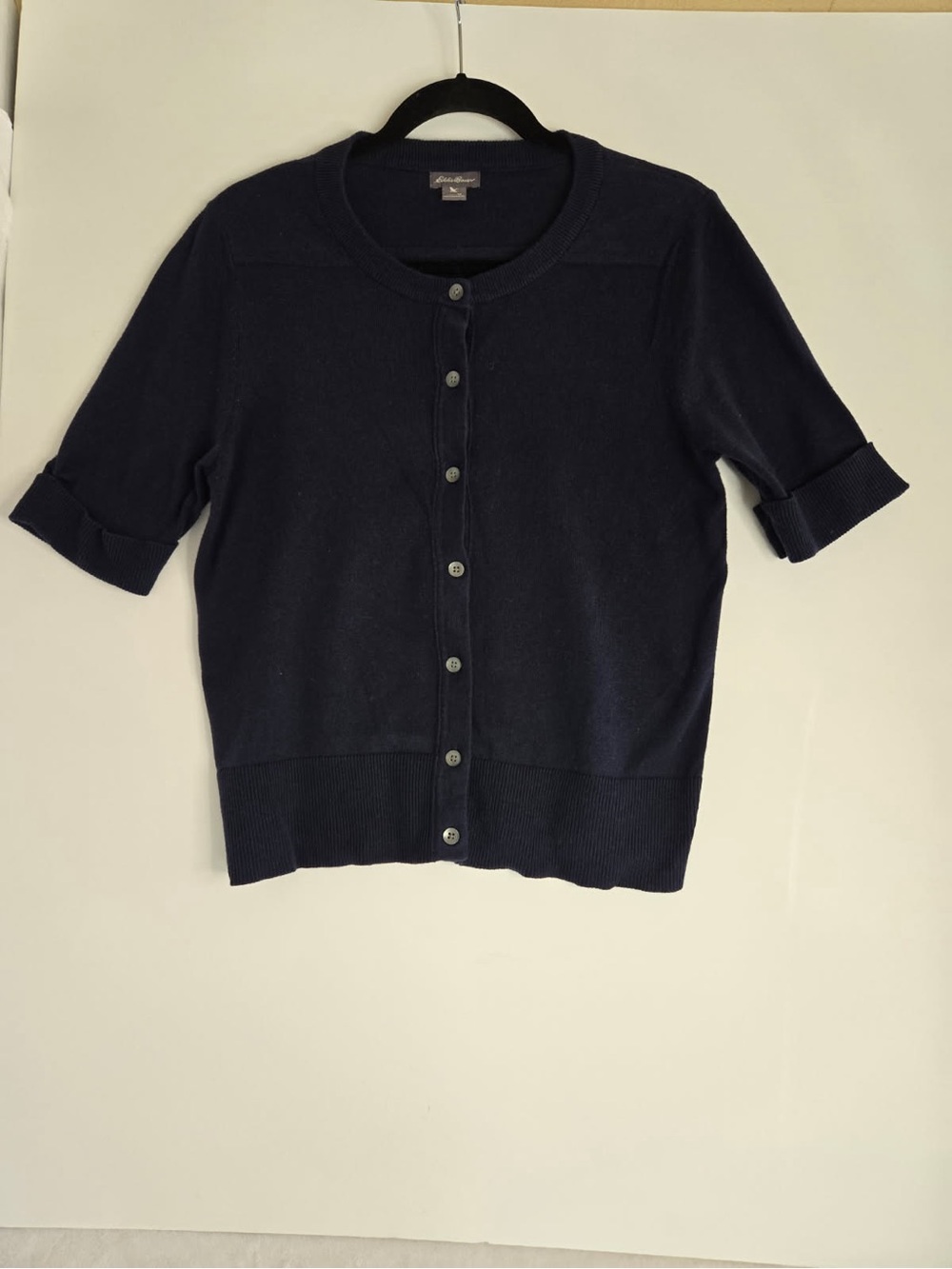 Eddie Bauer Navy Short-Sleeve Button Cardigan